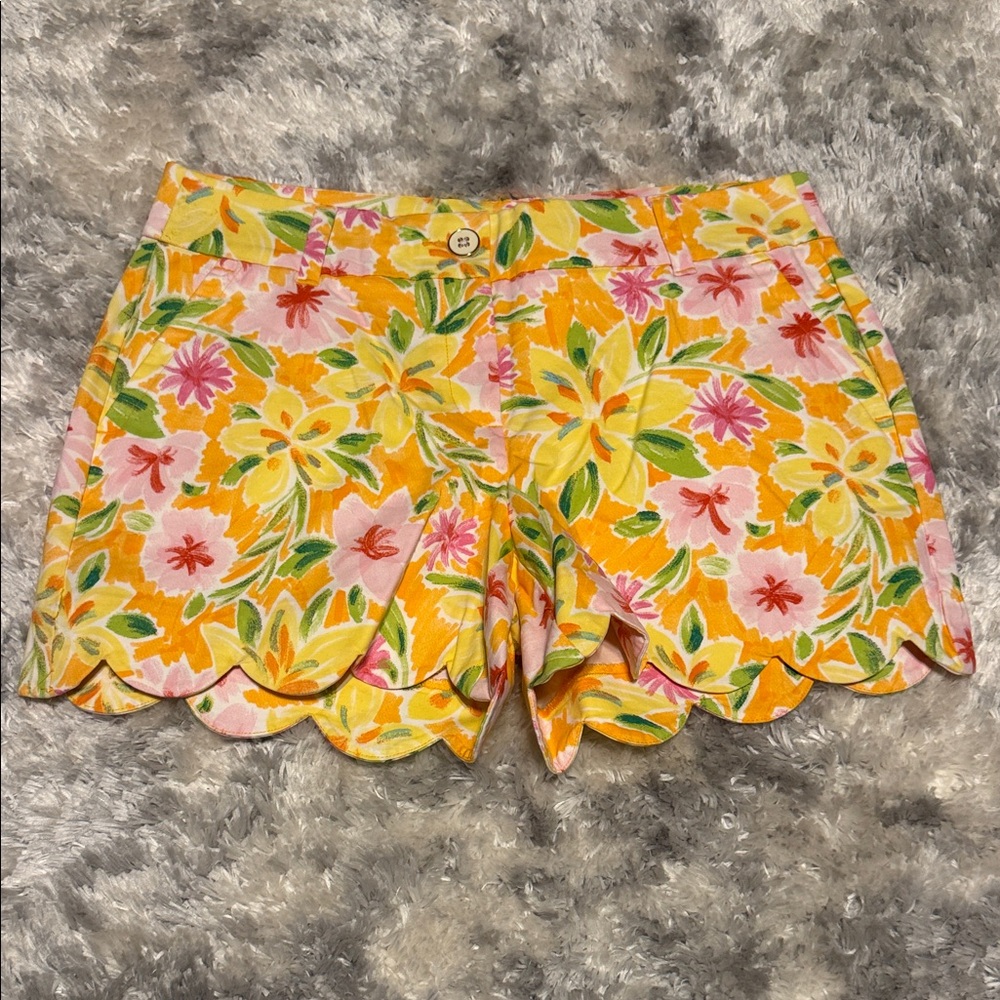 Crown & Ivy Floral High Waist Shorts - Yellow and Pink
